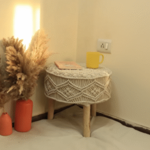 The Top Knott Handcrafted Macramé Round Stool