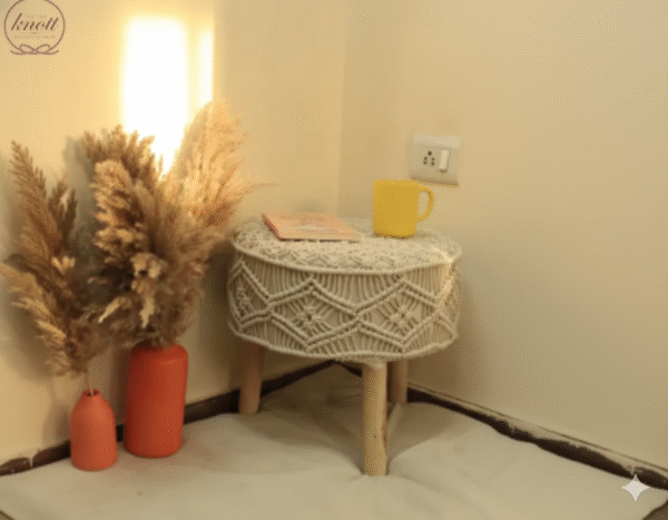 The Top Knott Handcrafted Macramé Round Stool