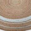 Handwoven Round Jute Rug with White Spiral Design