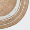 Handwoven Round Jute Rug with White Spiral Design