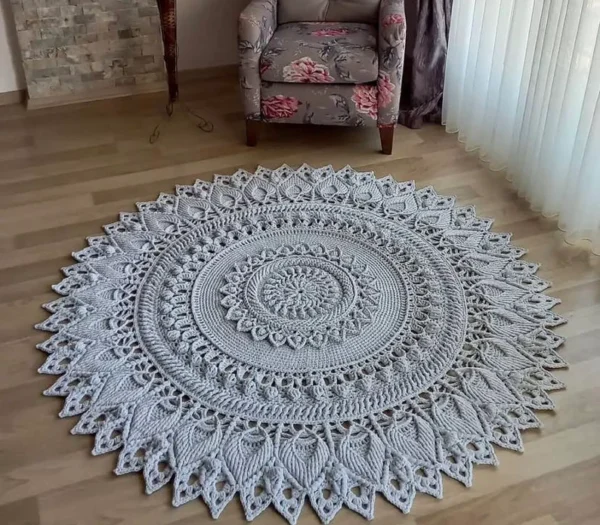 Handcrafted Boho Macrame Round Rug