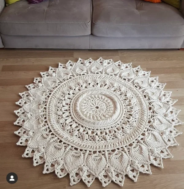 Handcrafted Boho Macrame Round Rug