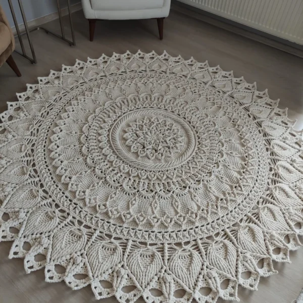 Handcrafted Boho Macrame Round Rug