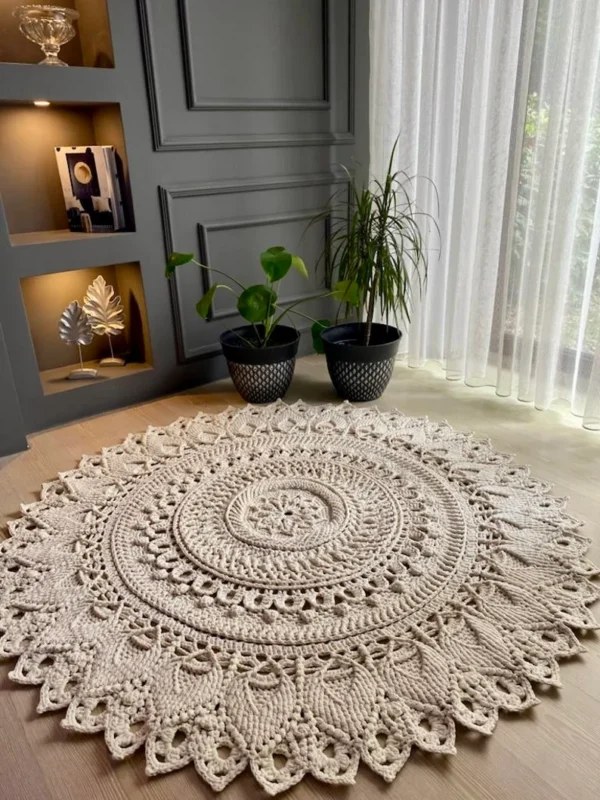 Handmade Boho Macrame Round Rug