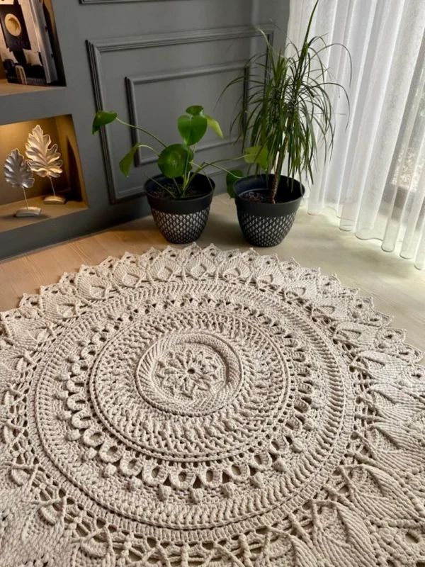 Handmade Boho Macrame Round Rug