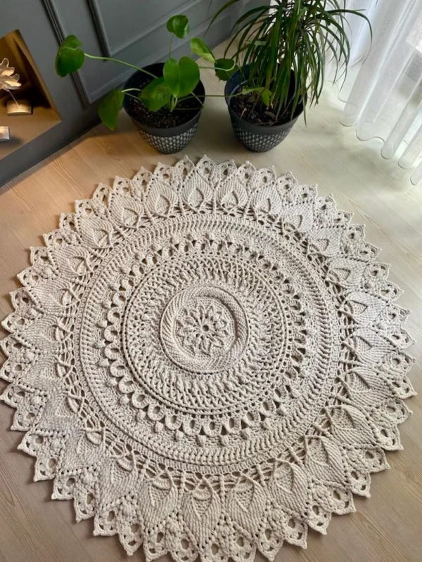 Handmade Boho Macrame Round Rug