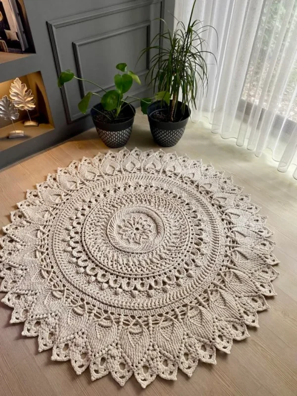 Handmade Boho Macrame Round Rug