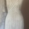 Handmade Macramé Fringe Dress with Deep