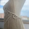 Handmade Macramé Fringe Dress with Deep
