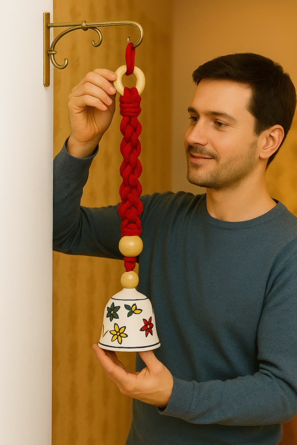 Handcrafted Red Macramé Bell