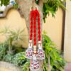 Handcrafted Red Macramé Triple Ceramic Bell
