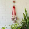 Handcrafted Red Macramé Triple Ceramic Bell