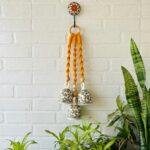 Handcrafted Mustard Macramé Triple Ceramic Bell