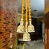 Handcrafted Mustard Macramé Triple Ceramic Bell