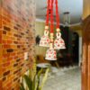 Handcrafted Red Macramé Triple Ceramic Bell