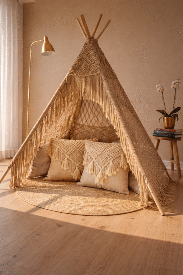 Handwoven Boho Macramé Teepee Tent