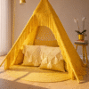 Handwoven Yellow Boho Macramé Teepee Tent