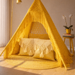 Handwoven Yellow Boho Macramé Teepee Tent