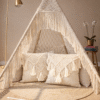 Handwoven White Boho Macramé Teepee Tent