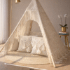 Handwoven White Boho Macramé Teepee Tent